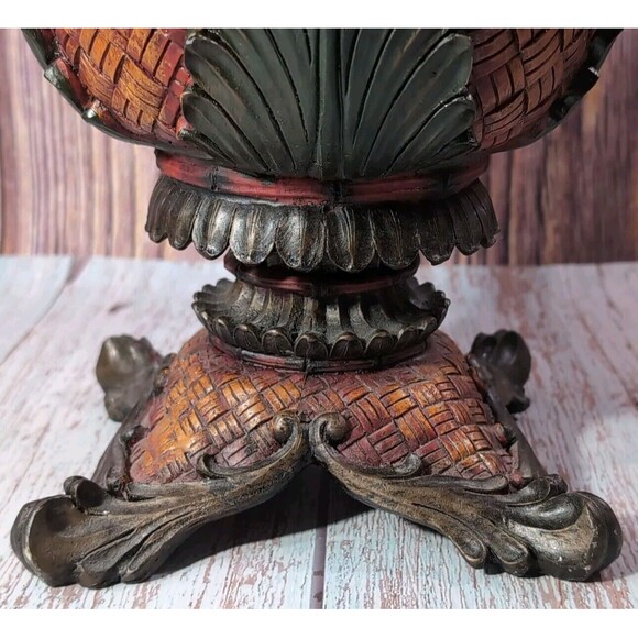 Rare  Exotic Artisan Ornate Footed Fruit Bowl  Pottery Centerpiece Heavy 4.4 lbs - Picture 4 of 17